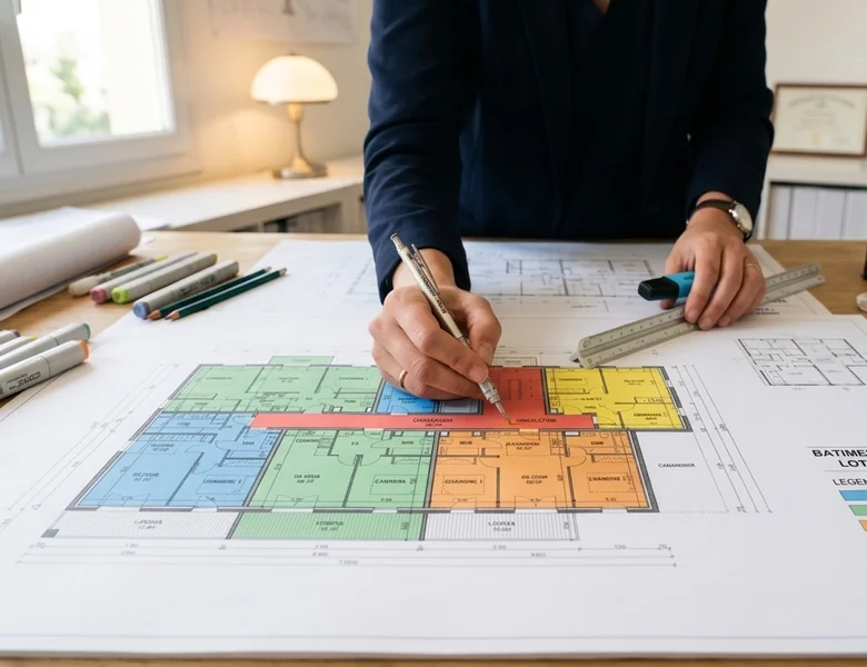 Services Plan d'étage colorié par lots pour l'établissement d'un état descriptif de division